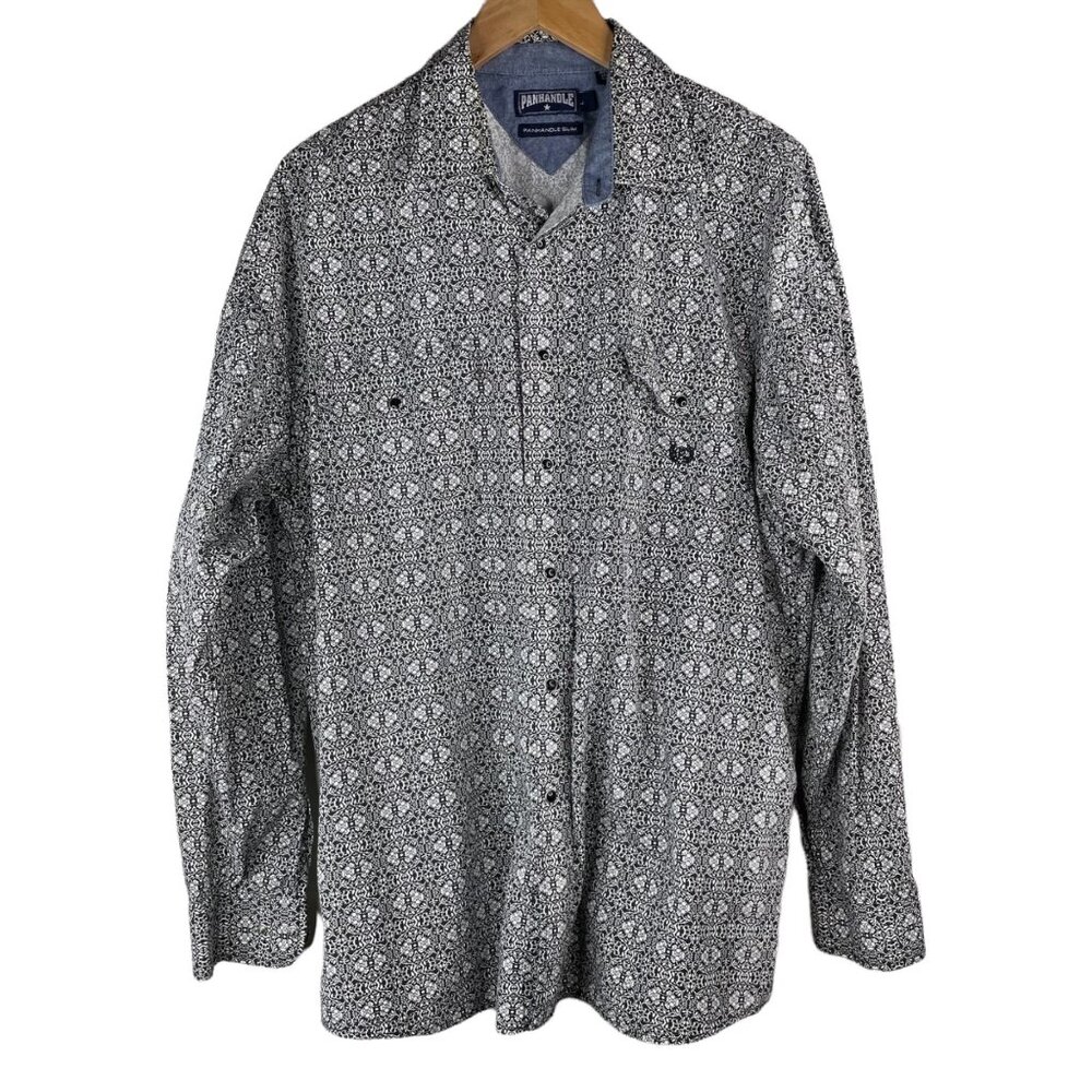 Panhandle Slim Pearl Snap Shirt Mens Large Floral Cowboy Western Long Sleeve